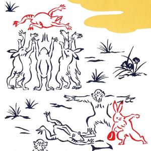 日本手ぬぐい 和柄 おしゃれ 鳥獣戯画 野球 ...の詳細画像2