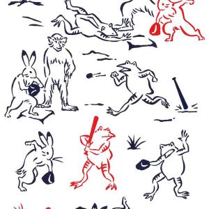 日本手ぬぐい 和柄 おしゃれ 鳥獣戯画 野球 ...の詳細画像3