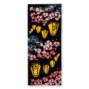 2022年新柄 日本手ぬぐい 和柄 おしゃれ 夜桜提灯 さくら