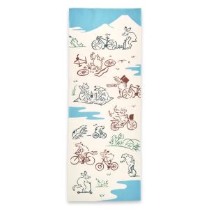 日本手ぬぐい 鳥獣戯画 自転車 注染手ぬぐい ...の詳細画像1