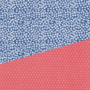 風呂敷 大判 小紋両面ふろしき 小桜x麻葉 青x赤 105x105cm