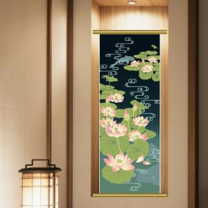 濱文様 絵手ぬぐい 古代蓮と流水紋 夏 絵てぬぐい 手拭い てぬぐい メール便対応
