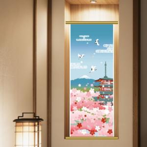 濱文様 絵手ぬぐい 舞桜と豆柴 春 柴犬 さくら 手拭い 絵てぬぐい