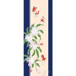濱文様　絵手ぬぐい 月下美人に金魚 夏 手拭い クリックポスト対応