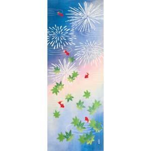 濱文様 手ぬぐい 金魚の夢花火 絵手ぬぐい 金魚 花火 なつ 手拭い