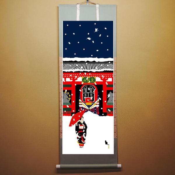 濱文様 絵手ぬぐい 浅草雪景色 お正月 冬 縁起 手拭い おしゃれ かわいい 日本製