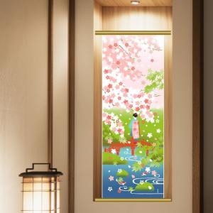 絵てぬぐいタペストリー１２枚　春の知らせ、舞桜と豆柴、鯉の滝登り、微笑み地蔵・・ 絵てぬぐいタペストリー12枚 春の知らせ、舞桜と豆柴、鯉の滝登り