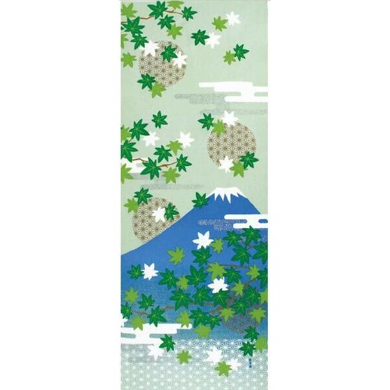 濱文様 絵手ぬぐい 夏もみじと富士山 あじさい 手拭い 90×34cm 夏 初夏 春