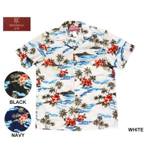RJC ロバート・J・クランシー アロハシャツ ハワイ製 パームツリー ダイアモンドヘッド ハイビス...
