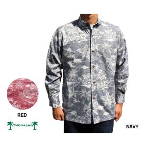 TWO PALMS トゥーパームス 長袖 アロハシャツ リバースプリント L/S Love Shac...