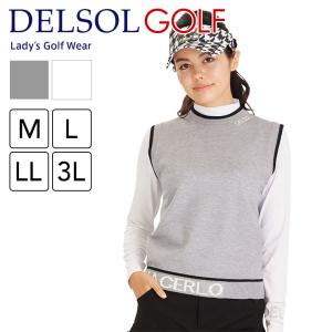クルーネックニットベスト ちくちくしない しっとり柔らか肌触り　M/L/LL/3L レディースゴルフウェア｜delsol-golf