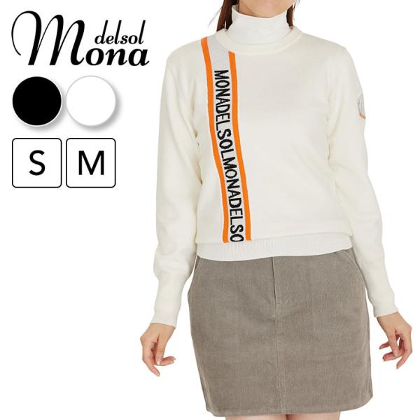 【特別価格】m0018 mona delsol ロゴラインクルーネックニット 防寒  S M 防寒 ...