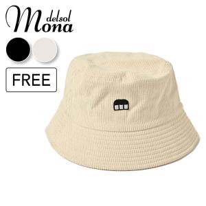 mona delsol ロゴ刺繍コーデュロイバケットハット 頭の形に合わせた