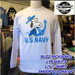 BUZZ RICKSON'S バズリクソンズ PEANUTS スヌーピー 長袖Tシャツ SNOOPY"US NAVY" BR68621-101/WHITE ロンT｜delsol-kumamoto