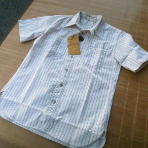シュガーケーン SUGAR CANE 8.5oz ホワイト ウォバッシュ・ストライプ 半袖ワークシャツ SC37275-401/WHITE