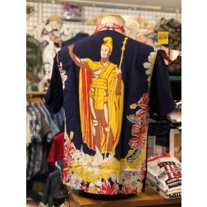 サンサーフ スペシャル SUN SURF 半袖 アロハシャツ 『KING KAMEHAMEHA』 HAWAIIANA SS36657-128/NAVY ハワイアンシャツ｜delsol-kumamoto