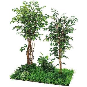 オフィスグリーン フィカスベンジャミン W1700×H1800×D1250 フロアグリーン ボックスプランター 人工観葉植物 オフィス グリーン GM5711 ベルク 法人様限定