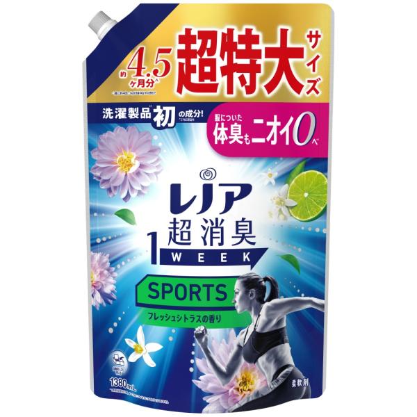 Ｐ＆Ｇ 純正品 レノア超消臭１ｗｅｅｋＳＰＯＲＴＳフレッシュシトラスの香りつめかえ用超特大サイズ 4...