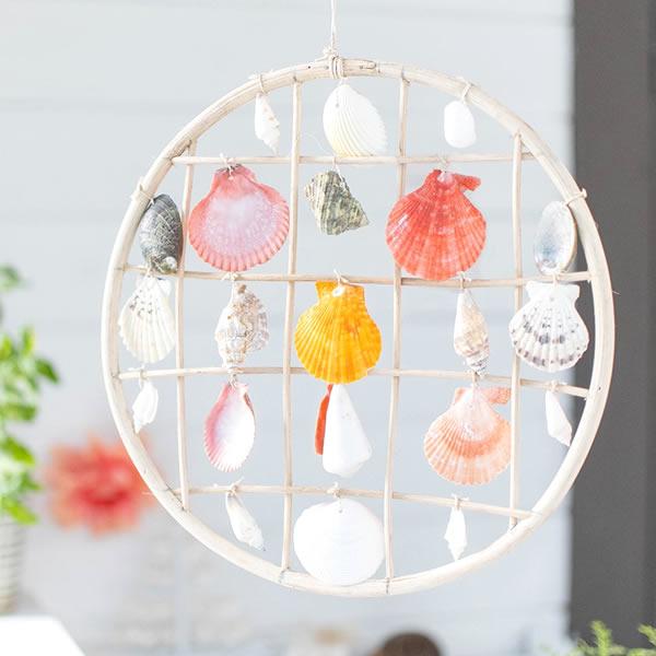 シェルリース ラタン シェルラティ リース マリンDD スターフィッシュ貝殻 ウォール デコレーショ...