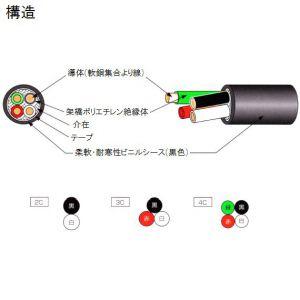 テイコク 柔軟耐寒性ビニルシースキャブタイヤケーブル 0.75mm2 4心 100m巻 CRCVCT0.75SQ×4C×100m｜dendenichiba