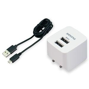 多摩電子工業 AC充電器 USB2ポート 急速充電対応 最大合計2.4A USB⇔microUSBケ...