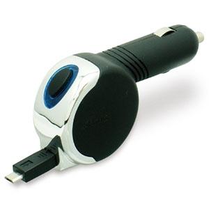 多摩電子工業 カーチャージャー microUSBケーブル一体型 リールタイプ 最大2.4A TKC4...