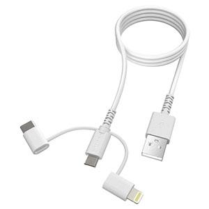 多摩電子工業 USBケーブル 3in1タイプ Lightning・Type-C・microUSBコネ...