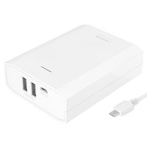 多摩電子工業 モバイルバッテリー 充電式 USB2ポート 最適充電機能搭載 10400mAh microUSBケーブル付 ホワイト TL80SAW