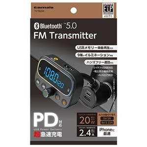 多摩電子 FMトランスミッター フレキタイプ Bluetooth Ver5.0 送信周波数76〜108MHz Type-C×1ポート+USB-A×1ポート TKTB29K｜dendenichiba