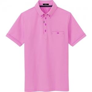 アイトス 部屋干しボタンダウン半袖ポロシャツ(男女兼用) ピンク S AZ7667160S