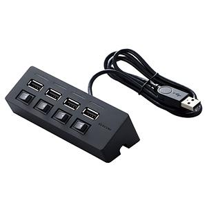 ELECOM USBハブ セルフパワータイプ 4ポート 個別スイッチ付 ACアダプター付 ケーブル長...