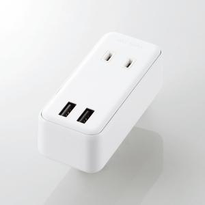 ELECOM USBタップ USBメス×2 AC×2 直刺し ケーブル無 2.4A ホワイト MOT...