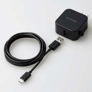 ELECOM AC充電器 Type-Cケーブル付属タイプ 高出力タイプ 最大出力2.4A USB-A...