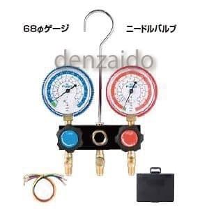 FUSO R22/R12/R502用68Φゲージ付ニードルバルブゲージマニホールドキット 92cm ...