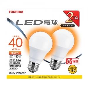 東芝 LED電球 A形 一般電球形  40W相当 広配光 電球色 E26 2P LDA4L-G/K40V1RP｜dendenichiba