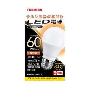 東芝 10個セット LED電球 A形 一般電球形  60W相当 全方向 電球色 E26 LDA8L-G/60V1R｜dendenichiba