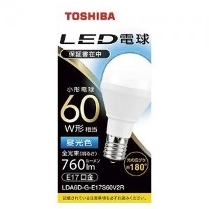東芝 LED電球 ミニクリ形 60W相当 広配光 昼光色 E17 LDA6D-G-E17S60V2R｜dendenichiba