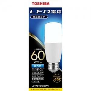 東芝 10個セット LED電球 T形 60W相当 昼光色 E26 LDT7D-G/S/60V1
