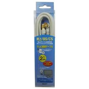 MIGHTY プラグ付テレビ用同軸ケーブル NSタイプ(ねじ式) 2m S-4C-FB ライトグレー...