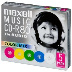 マクセル 音楽用CD-R 80タイプ 録音時間79分57秒 カラーMIX 5枚入 CDRA80MIX...
