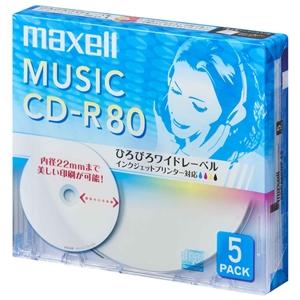 マクセル 音楽用CD-R 80タイプ 録音時間79分57秒 5枚入 CDRA80WP.5S