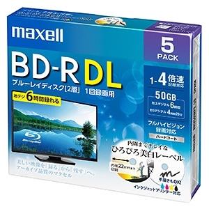 マクセル株式会社 録画用BD-R 2層50GB 1〜4倍速記録対応 5枚入 BRV50WPE.5S｜dendenichiba