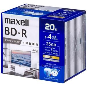 マクセル 録画用ブルーレイディスク BD-R 1回録画用 25GB(1層) 1〜4倍速対応 20枚入...