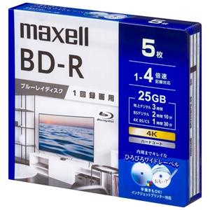 マクセル 録画用ブルーレイディスク BD-R 1回録画用 25GB(1層) 1〜4倍速対応 5枚入 ...