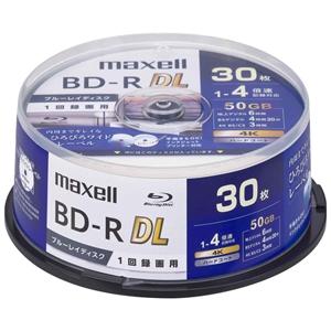 マクセル 録画用ブルーレイディスク BD-R DL 1回録画用 50GB(2層) 1〜4倍速記録対応 スピンドルケース 30枚入 BRV50WPG.30SP