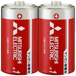 三菱 マンガン乾電池(赤) 単1形 2本パック R20PD/2S