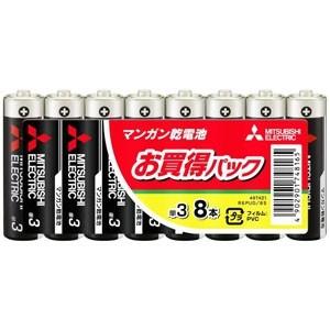 三菱 マンガン乾電池(黒) 単3形 8本パック R6PUD/8S