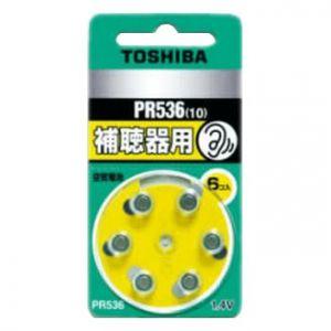 東芝 補聴器用空気電池 公称電圧:1.4V サイズ:径5.8×総高3.6mm 6個入 PR536V6...