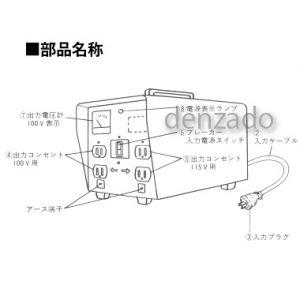 日動工業 降圧専用トランス 200V→100V・115V 単巻トランス 連続定格 安全ブレーカ付 10A TB-100D｜dendenichiba