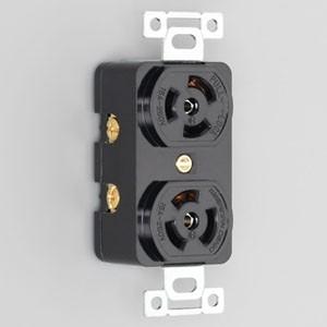 アメリカン電機 複式埋込コンセント 引掛形・2ヶ口 接地形3P 15A 250V 圧着端子式・引締式...